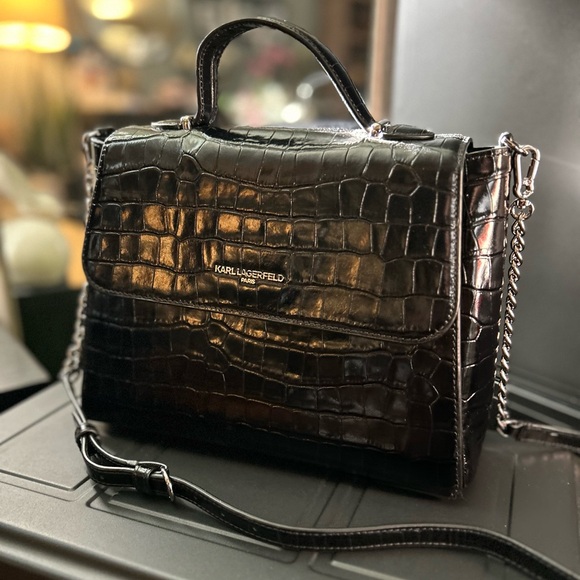 KARL LAGERFELD PARIS CHARLOTTE SATCHEL HANDBAG/CROSSBODY NWT $398 - Picture 1 of 13